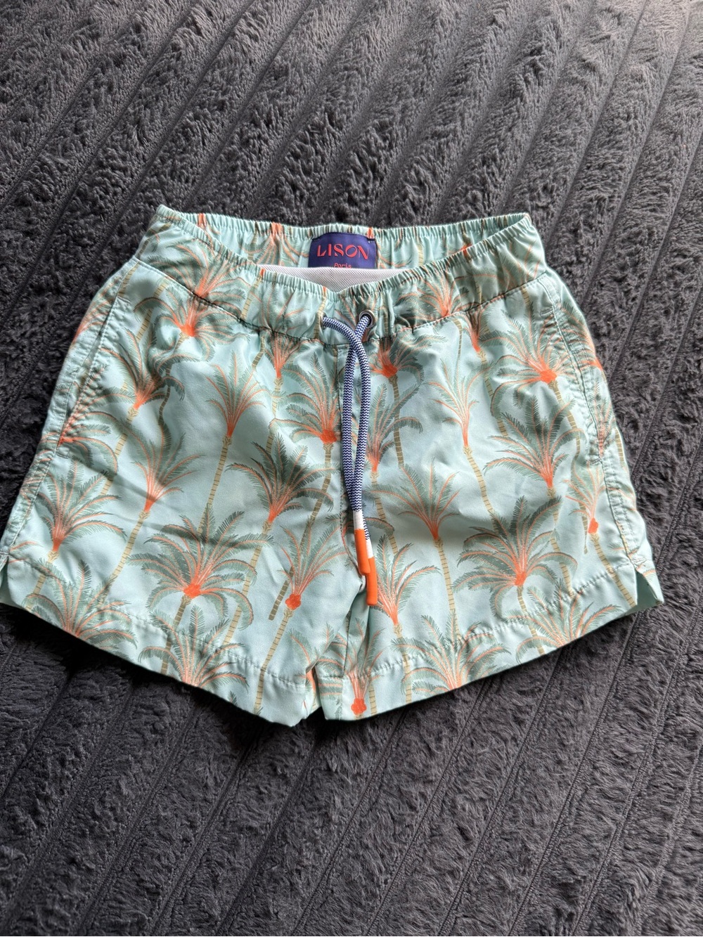 Kids' Mint Palm-Print Swim Shorts
